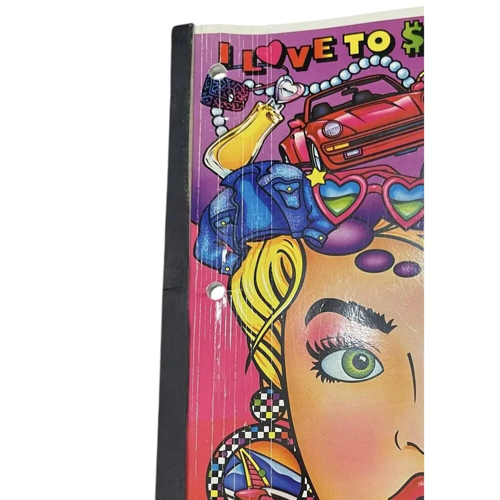 Vtg Lisa Frank I Love To Shop Wireless Paper Notebook Designer Collection 1990
